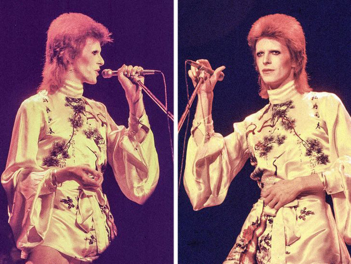 Thế nhưng anh không phải là người duy nhất đi theo phong cách thời trang này. Năm 1973, David Bowie từng xuất hiện trong chiếc váy lụa họa tiết đậm chất châu Á khi biểu diễn tại London.
