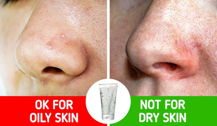 Mỹ phẩm dạng gel cho da khô. Các sản phẩm dạng gel được khuyên dùng cho da dầu, mụn. Áp dụng chúng cho làn da khô chỉ khiến bạn phí phạm, da lại càng khô hơn mà thôi.