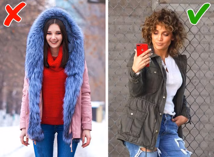 Áo mix lông thú. Khác với áo khoác lông thú, áo mix lông chỉ tận dụng lông ở một vài điểm nhấn và chúng thường được nhuộm màu bắt mắt. Dù vậy, kiểu trang phục này chỉ nên mặc vào mùa thu, xuân hoặc những nơi mùa đông không quá khắc nghiệt.