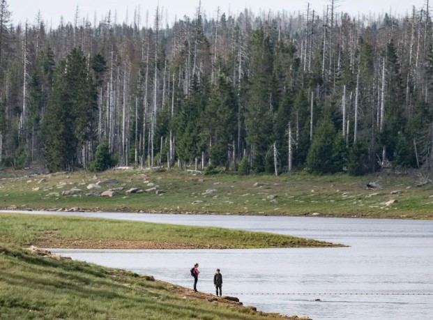 Chia sẻ về bức ảnh trên, bà Weiss cho hay: "Chúng tôi đã nhìn thấy một "người sói" khi đến khu hang động sa thạch. Anh ta đang đứng trên đỉnh của một hang động và cầm một thứ dài giống như ngọn giáo".