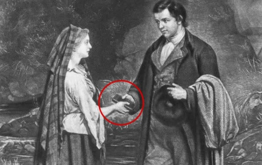 Khi quan sát kỹ chi tiết này, một số người cho rằng, món đồ mà nhà thơ Robert Burns và Mary Campbell đang cầm có khả năng là một chiếc điện thoại di động.