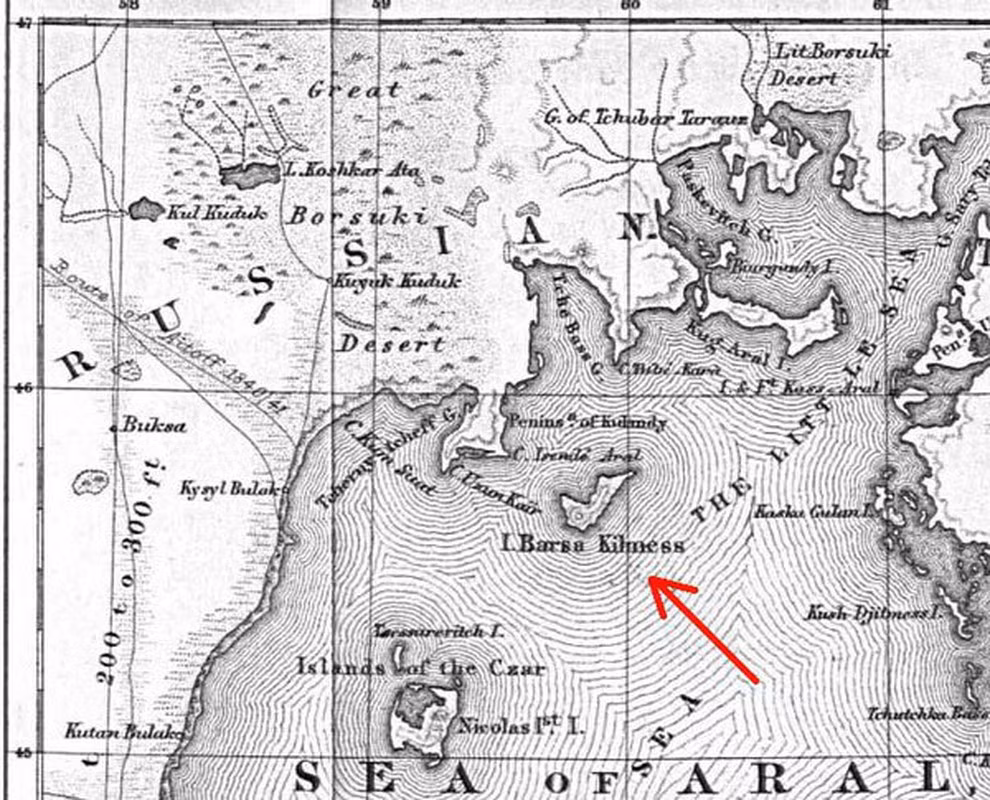 Theo tiếng Kazakhstan, tên của hòn đảo Barsa-Kelmes có nghĩa là "vùng đất một đi không trở lại". Tên gọi này cũng được bắt nguồn từ những câu chuyện dân gian cổ xưa của người dân địa phương.