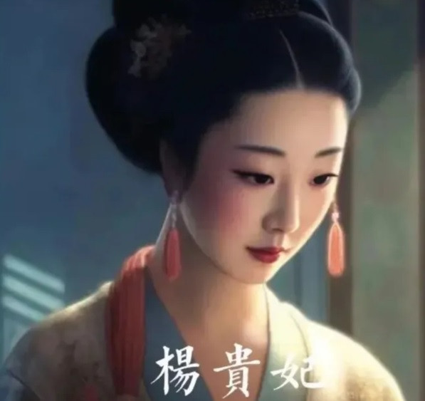 Hình ảnh phục dựng bằng AI cho thấy các đường nét trên gương mặt của Dương Quý Phi thanh tú với mắt ngài, mũi cao, da trắng và môi đỏ.