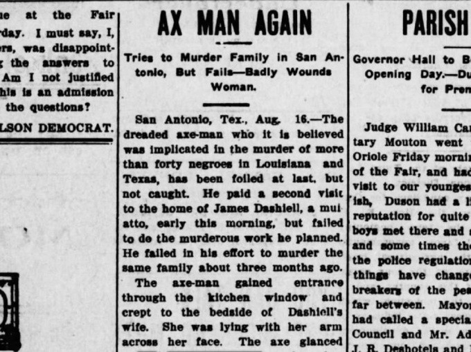 Sát nhân "Người Rìu" trở thành nỗi ám ảnh kinh hoàng đối với người dân tại thành phố New Orleans, Mỹ trong thời gian từ năm 1918 - 1919. Do dùng rìu để sát hại các nạn nhân nên gã được đặt biệt danh là "The Axeman" tức "Người Rìu".