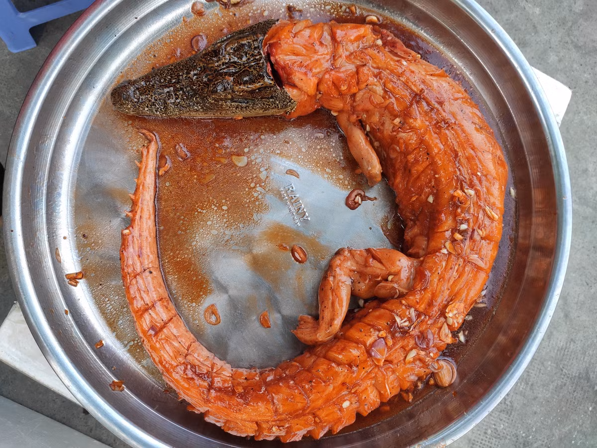 Có thể thưởng thức thịt cá sấu như một món ăn riêng lẻ hoặc kết hợp với các món gia vị, nước sốt hoặc rau sống để tăng thêm hương vị và sự phong phú cho món ăn.