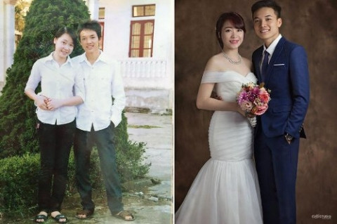 Phong trào khoe ảnh cưới "ngày ấy - bây giờ" của các cặp đôi yêu lâu bắt nguồn từ một bức ảnh cưới được ghép với một bức ảnh thời học sinh của một cặp đôi ở Hà Tĩnh. Sau khi được đăng vào cuối tháng 12/2015, bức ảnh nhanh chóng được cộng đồng mạng chia sẻ không ngừng.