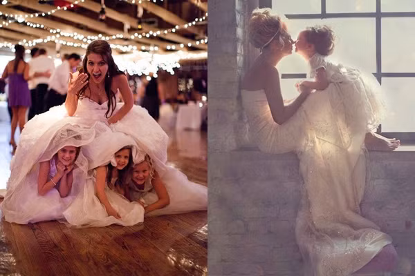 Bộ ảnh dễ thương của các phù dâu nhí và cô dâu.