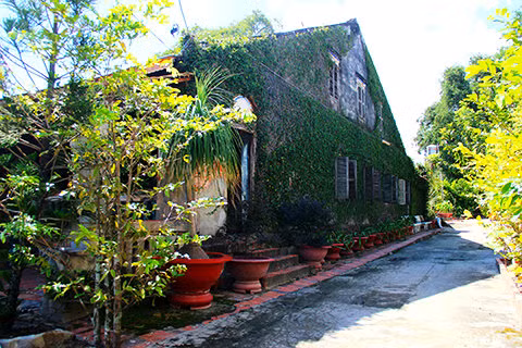 Bức tường chái nhà đầy rêu phong, ghi dấu ấn của căn nhà cổ. Ảnh: Vietnamnet.