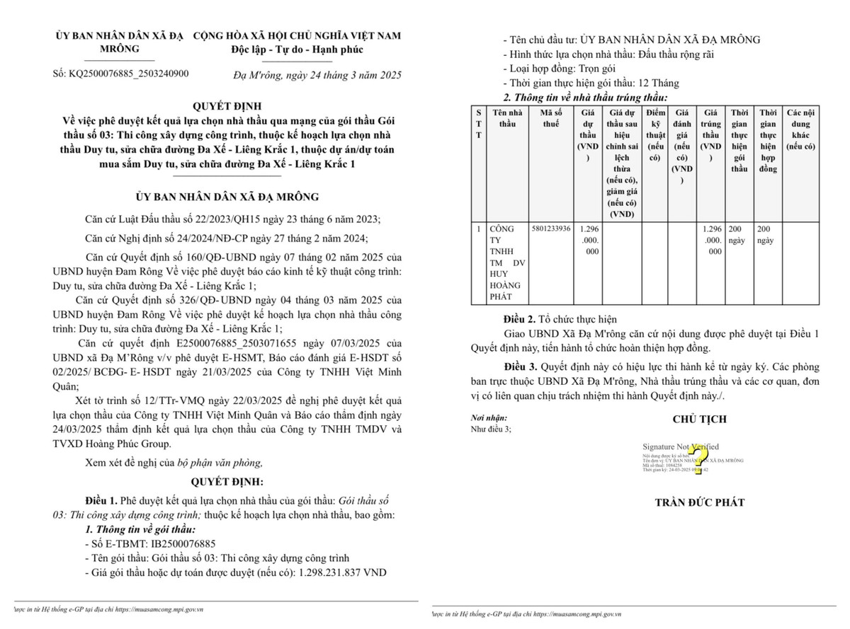 Lam Dong: Cty Huy Hoang Phat va goi sua duong Da Xe - Lieng Krac