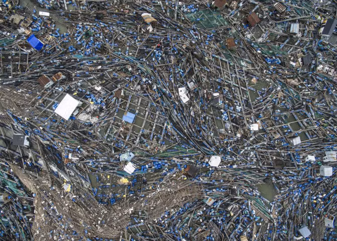 Bão Mujigae tàn phá một khu vực ở Trạm Giang, tỉnh Quảng Đông, Trung Quốc ngày 6/10/2015.