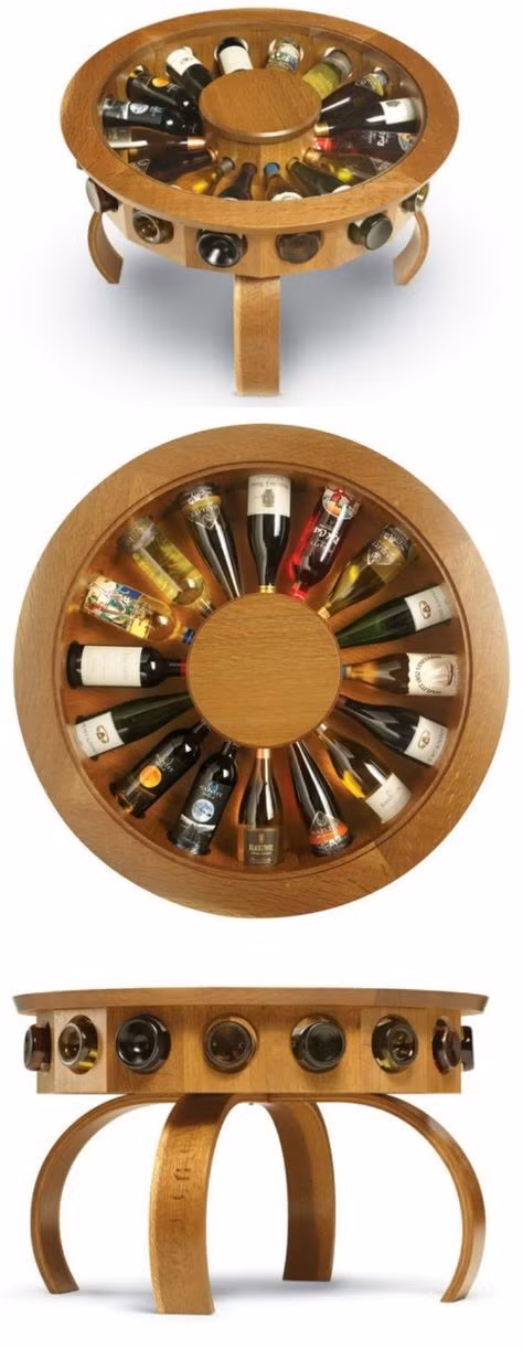 Hoặc cầu kì hơn với chiếc bàn trà hình tròn xinh xắn. Ảnh: onlywoodworking.us.