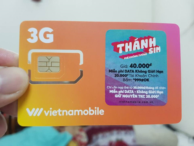 Bộ hòa mạng Thánh SIM của Vietnamobile. Ảnh: Facebook "Nguyen *** *****".
