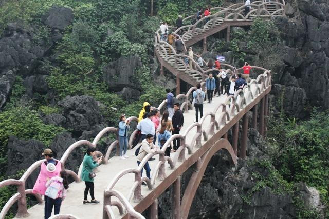 Bậc thang lên xuống đỉnh núi khoảng 2.000 bậc với chiều dài chừng 1km khi chưa được cấp có thẩm quyền cho phép. Ảnh: N.T/Lao động. Bậc thang lên xuống đỉnh núi khoảng 2.000 bậc với chiều dài chừng 1km khi chưa được cấp có thẩm quyền cho phép. Ảnh: N.T/Lao động.