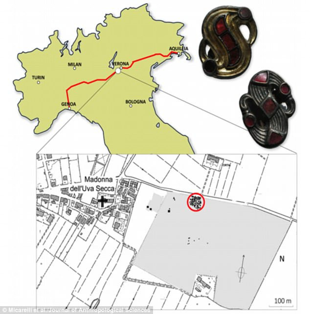 Răng của người chiến binh trên rất mòn, đặc biệt là phía bên phải. Điều này cho thấy người này có thể dùng răng siết chặt dây đai dùng để cố định bộ phận giả ở tay.