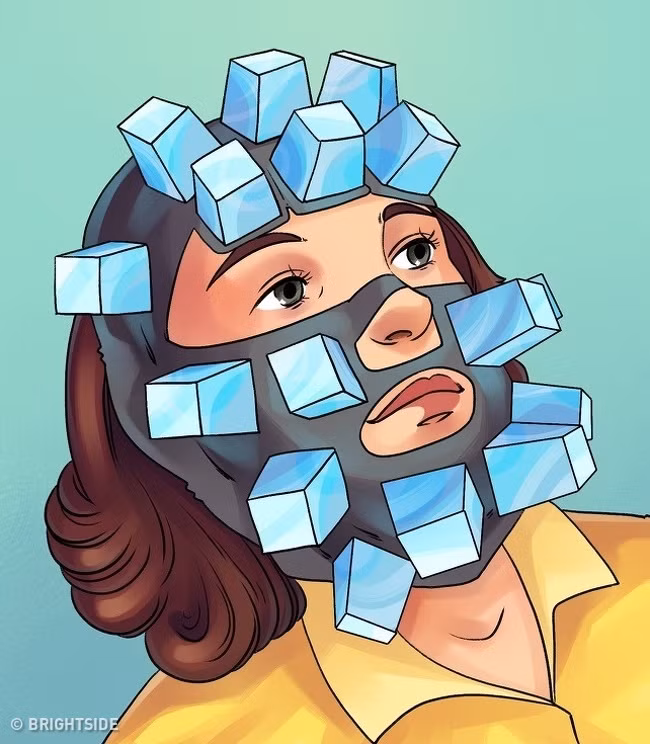 Các khay nhựa nhỏ chứa nước và đem vào ngăn đá làm đông lạnh trước khi phủ kín lên trên chiếc mặt nạ cho người sử dụng. Phát minh này được cho là không tốt cho gương mặt phụ nữ nếu như sử dụng trong thời gian dài.