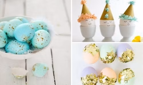 Có rất nhiều cách làm đẹp không gian từ vỏ trứng. Ngoài cách sơn, bạn có thể trang trí vỏ trứng với hình thù bắt mắt, những mảnh vụn nhiều màu sắc để không gian thêm lung linh, sinh động.