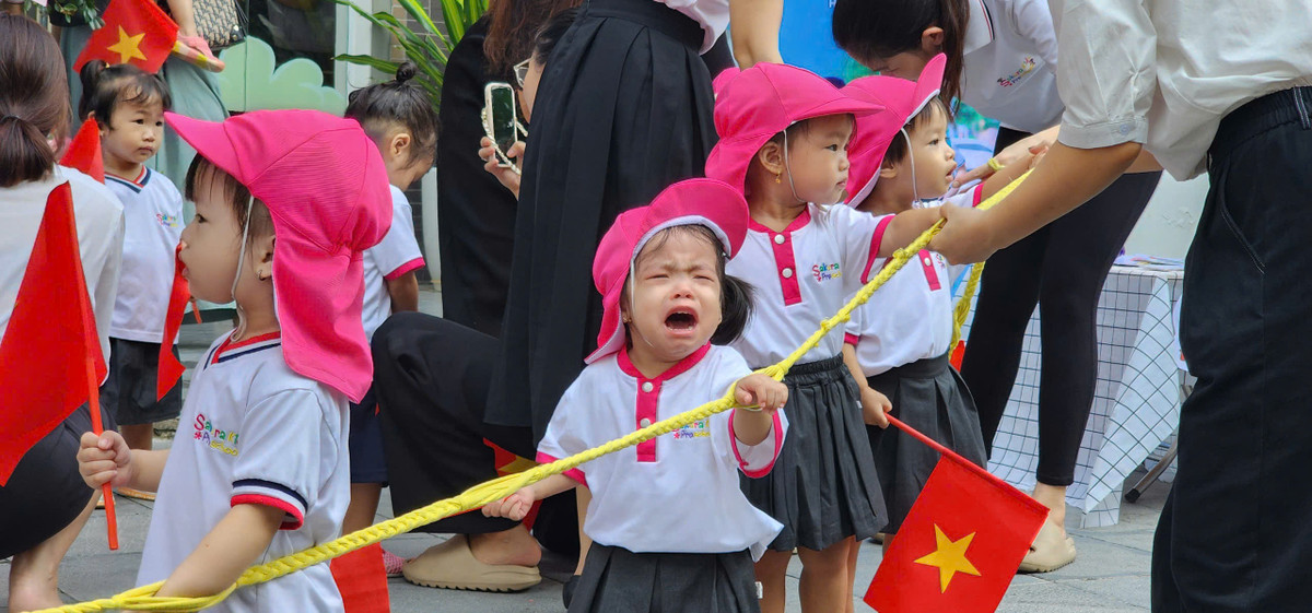 Dù vậy, vẫn có những trẻ oà khóc khi phải rời tay bố mẹ.