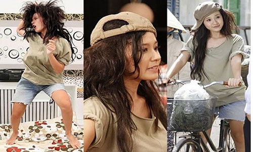 Nhiều mỹ nhân Việt cũng chấp nhận làm xấu để hoàn thành vai diễn. Ví như Midu ăn mặc lôi thôi, rách rưới trong phim “Tóc rối”. Ảnh: Vietnamnet