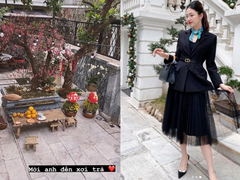 Vợ chồng Á hậu Thanh Tú mua cây sai quả, các loại hoa tươi để trang trí biệt thự đón Tết.