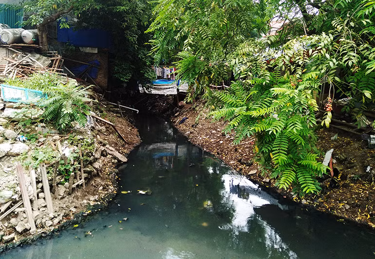 Chung số phận với hai mương nước trên, dòng mương Đại Yên (Hà Nội) cũng bị ô nhiễm nặng, nước thải đen ngòm, bốc mùi nồng nặc, ruồi muỗi sinh sôi phát triển nhiều năm nhưng đến nay hàng chục hộ dân hai bên vẫn phải “nín thở” sống chung, chờ đợi các cơ quan chức năng triển khai thực hiện dự án thoát nước.