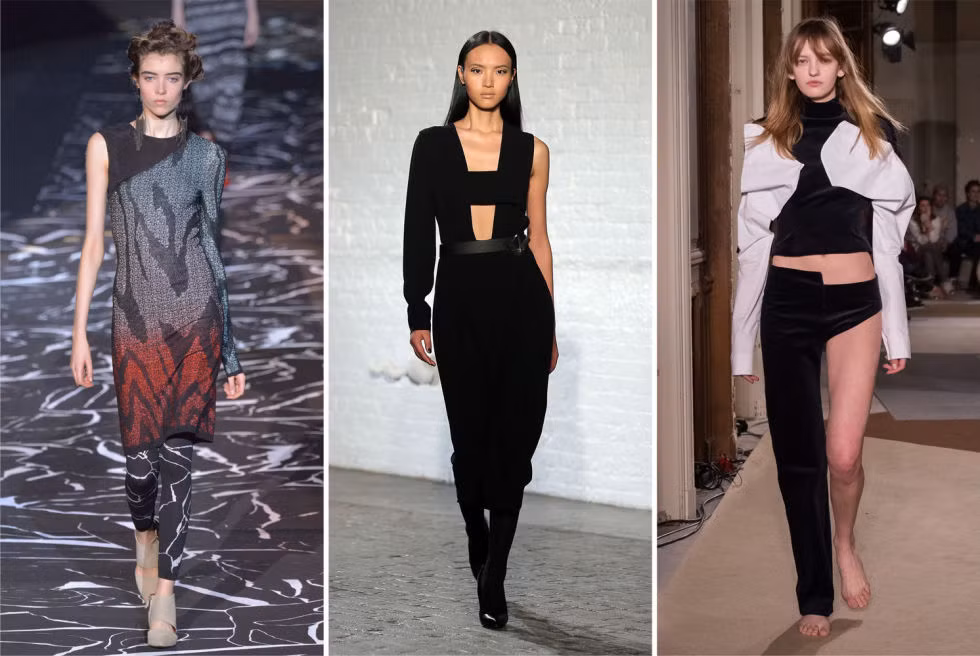 Phong cách thời trang kiểu đối xứng chỉ có một bên tay áo hoặc 1 bên ống quần.