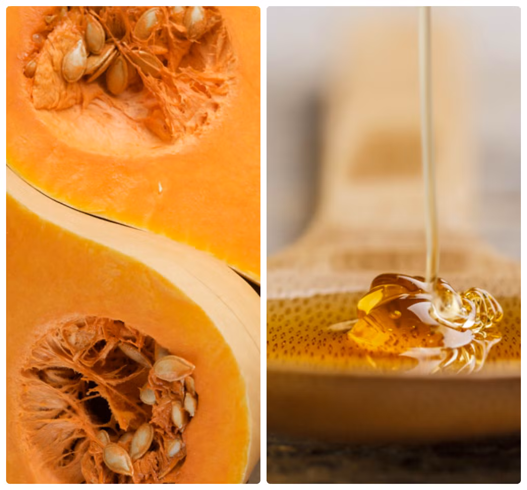 Bí ngô, mật ong và sữa tươi. Trộn 2 thìa cà phê bí ngô xay nhuyễn với 1/2 thìa cà phê mật ong và 1 thìa cà phê sữa tươi cho đều, sau đó đắp lên mặt trong 20 phút, massage nhẹ nhàng rồi rửa lại với nước ấm. Sữa tươi, mật ong và bí ngô rất lành tính, hỗn hợp này sẽ nhẹ nhàng tẩy sáng da, làm mờ các sắc tố gây nám, tàn nhang.