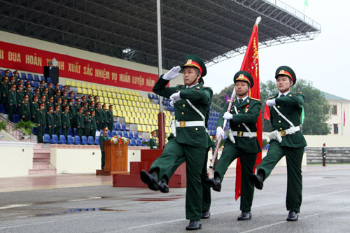 Đội quân kỳ tham gia duyệt đội ngũ.