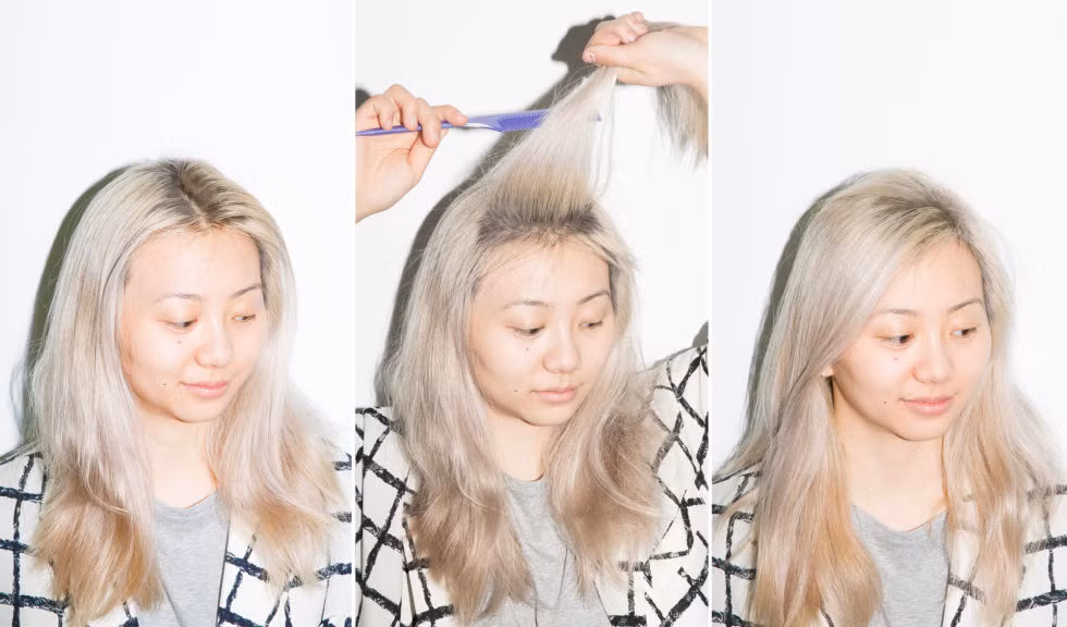 Mẹo đánh rối tóc bằng lược như thế này để tạo độ phồng tự nhiên cho tóc.