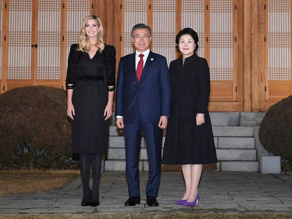 Đến tháng 2/2018, Ivanka đến Hàn Quốc với tư cách trưởng phái đoàn Mỹ tới dự Lễ bế mạc Olympics mùa đông. Tại đây, cô gặp Tổng thống Moon Jae In và thảo luận về vấn đề liên quan đến Triều Tiên.