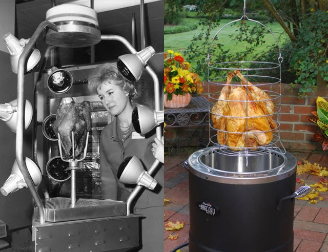 Đèn hồng ngoại được dùng để nướng gà tây. Phát minh này được giới thiệu đến công chúng vào năm 1966. Sau vài thập kỷ, các nhà khoa học sáng chế ra nhiều loại bếp nướng nhỏ gọn và dễ dàng sử dụng hơn so với trước.