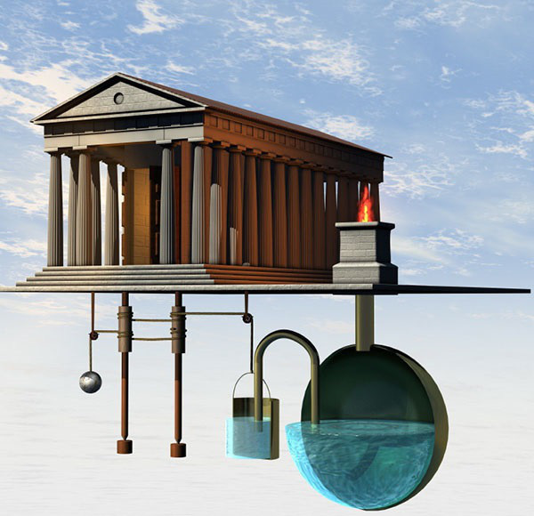 Người Hy Lạp cổ đại có một phát minh đi trước thời đại là cửa tự động. Phát minh này được sử dụng trong một số đền thờ.