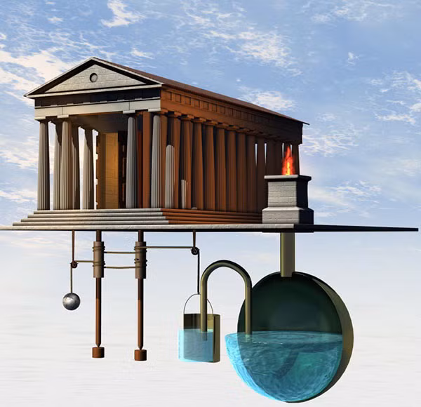 Người Hy Lạp cổ đại có một phát minh đi trước thời đại là cửa tự động. Phát minh này được sử dụng trong một số đền thờ.