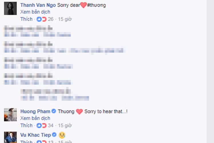 Ngô Thanh Vân, Phạm Hương, Vũ Khắc Tiệp, Harry Lu cũng để lại bình luận động viên em chồng của Tăng Thanh Hà.