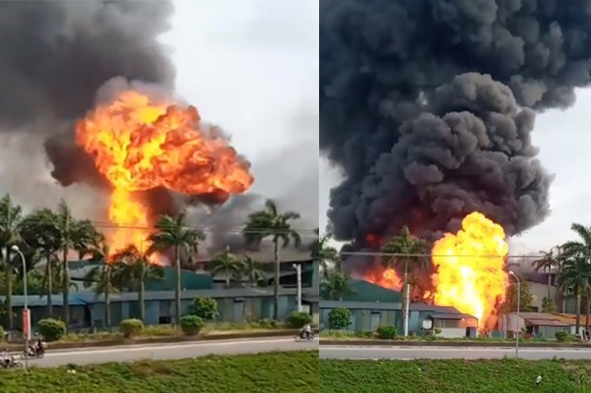 Cháy dữ dội khu nhà kho ở Hà Nội cột khói bốc cao hàng trăm mét Chay du doi khu nha kho o Ha Noi cot khoi boc cao hang tram met