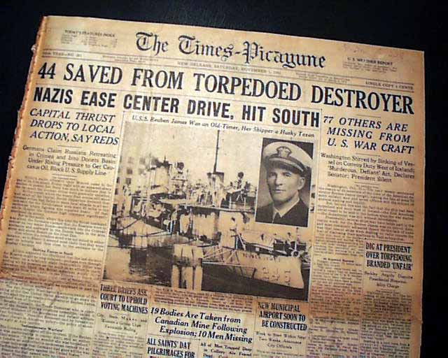 Tổng cộng chỉ có 44 thuỷ thủ sống sót được tìm thấy. Các tàu vận tải của Anh cũng chịu thiệt hại nặng trong cuộc tấn công này. Tàu ngầm Đức mang số hiệu U-552 và thực tế thì chiếc U-552 chỉ vô tính bắn trúng tàu hộ tống USS Reuben James vì lúc này tàu khu trục này vẫn treo cờ Mỹ và người Đức hoàn toàn không muốn người Mỹ có thêm cớ để nhảy vào cuộc chiến. Nguồn ảnh: Warhistoryonline.