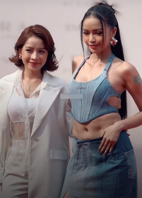 Tiếp đến, tại một sự kiện tháng 3/2023, Ngọc Châu lộ vòng 2 kém thon, lồi lõm. Ảnh: Tiền Phong.