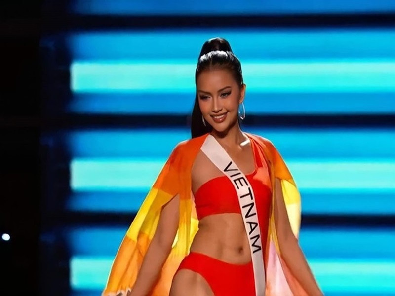 Ngọc Châu thi Miss Universe 2022 - Hoa hậu Hoàn vũ Thế giới 2022 và ra về tay trắng. Ảnh: FBNV.