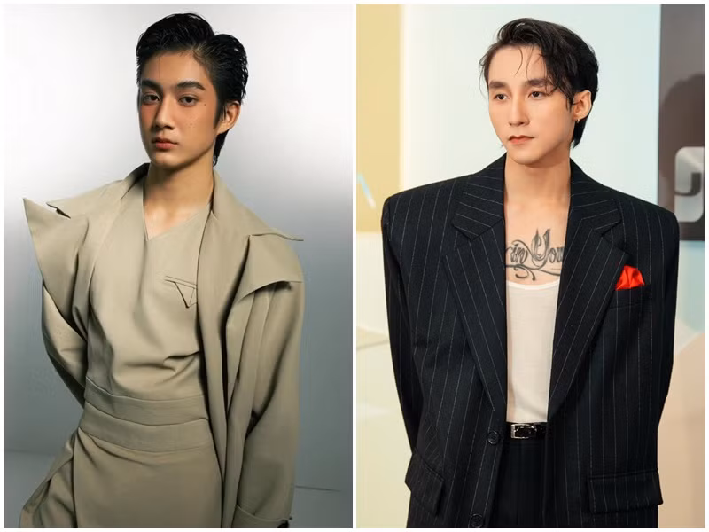 Sơn Tùng M-TP (phải) được cho là tình cũ tin đồn của Thiều Bảo Trâm còn Matthis đang vướng nghi vấn hẹn hò nữ ca sĩ. Ảnh: Phụ Nữ Mới, FBNV.