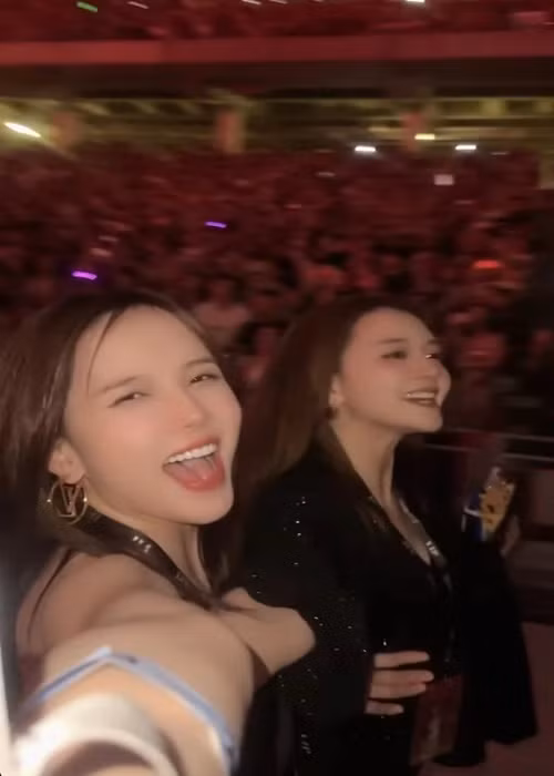 "Với vị trí này sát sạt sân khấu thì đêm nay được thấy chị ấy nét rồi. Tôi xỉu đây", Thiều Bảo Trâm chia sẻ. Ảnh: FBNV.