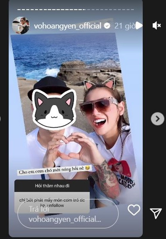 Bạn trai cũng thay đổi vì Võ Hoàng Yến. Từ một người rất thích đi chơi khuya, anh về sớm mỗi ngày để trò chuyện vì cả hai có sự chênh lệch múi giờ khá lớn.
