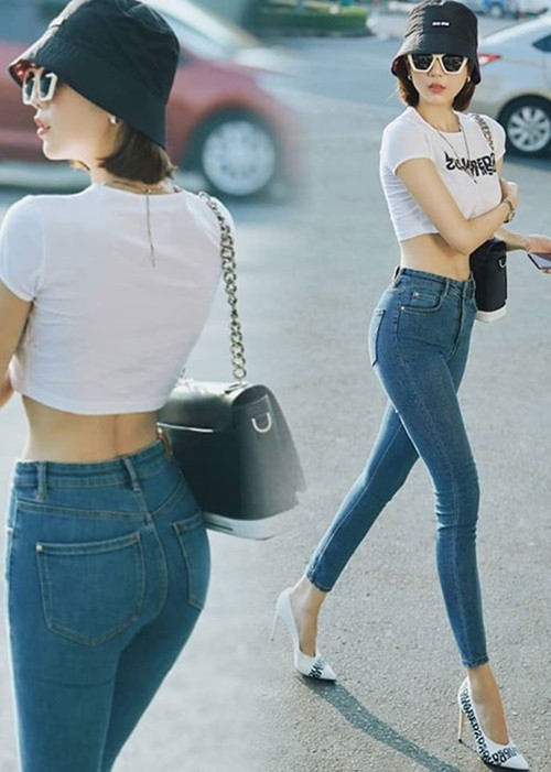 Cô thường lựa chọn giày bịt mũi. Ảnh: FBNV.