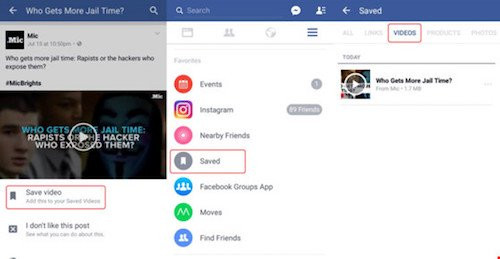 Tính năng Save video mới trên ứng dụng Facebook dành cho Android.