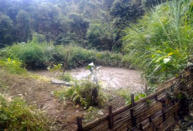 Mở rộng phạm vi tìm kiếm, họ bắt gặp chị Tẩn Tả Mẩy có dấu hiệu bị giết, thi thể dìm dưới ao cách nhà khoảng 100 m. Thi thể người cháu ruột Tẩn Thùy Chi và con gái thứ hai (20 ngày tuổi) của vợ chồng anh Nải được tìm thấy sau đó, dưới suối gần nhà. Ảnh: CTV.