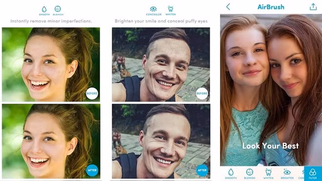 7. Airbrush (Adobe Photoshop Fix): Một lần nữa Adobe gây thất vọng ở người dùng khi từ chối đưa Fix đến với hệ điều hành Android. Tuy nhiên, Airbrush - ứng dụng điện thoại từ bên thứ ba là sự thay thế hoàn hảo. Từ công cụ làm mịn, cải thiện làn da đến điều chỉnh sắc tố, tẩy trắng răng, Airbrush được mệnh danh “phù thủy trang điểm”, là phần mềm không thể thiếu của các tín đồ chụp ảnh tự sướng.