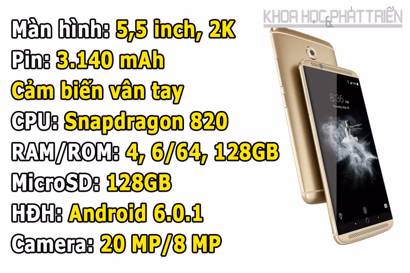 8. ZTE Axon 7 (132.217 điểm).