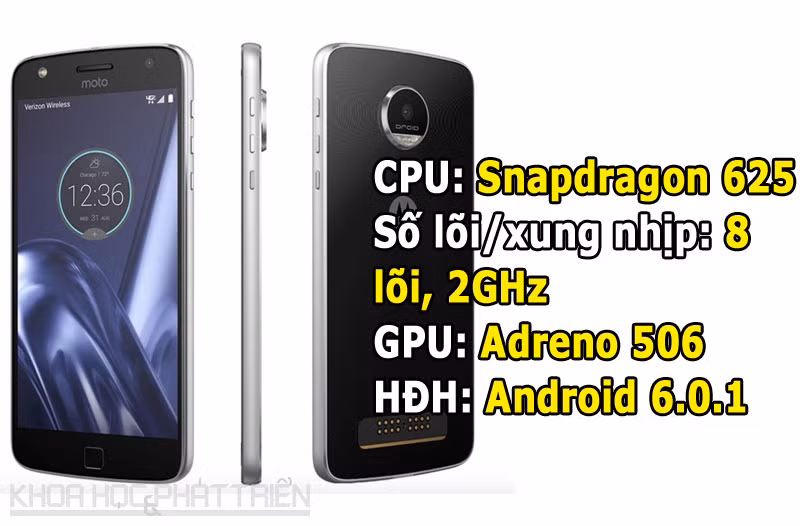  Lenovo Moto Z Play có khung bằng kim loại, 2 bề mặt phủ kính cường lực.