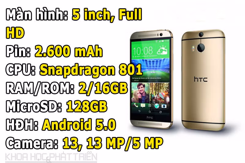 HTC One M8 Eye (từ 7,99 triệu đồng xuống còn 6,99 triệu đồng).