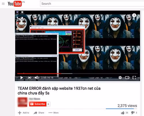 Nhóm hacker Error Team đang tấn công D-DoS trang www.1937.net. (Ảnh chụp màn hình).