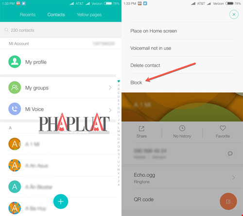 Cách chặn cuộc gọi quấy rối trên Android. Ảnh: M.HOÀNG.