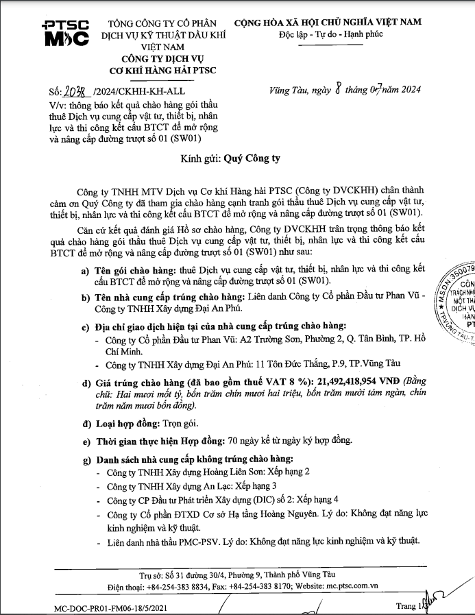 “Suc khoe” CTCP Dau tu Phan Vu ra sao ?